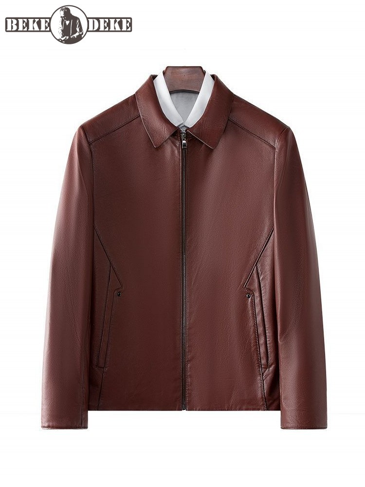 Leather Work Jacket Mens - Heren Business Casual Werk Koeienhuid Lederen