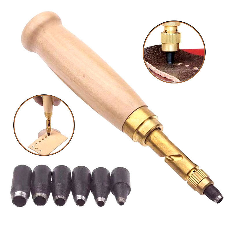 Leather Punch Revolving - DIY lederen punch roterende perforator 6-delige