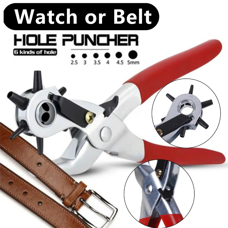 Leather Punch Revolving - Robuuste draaibare lederen perforatietang, multifunctionele riemperforator