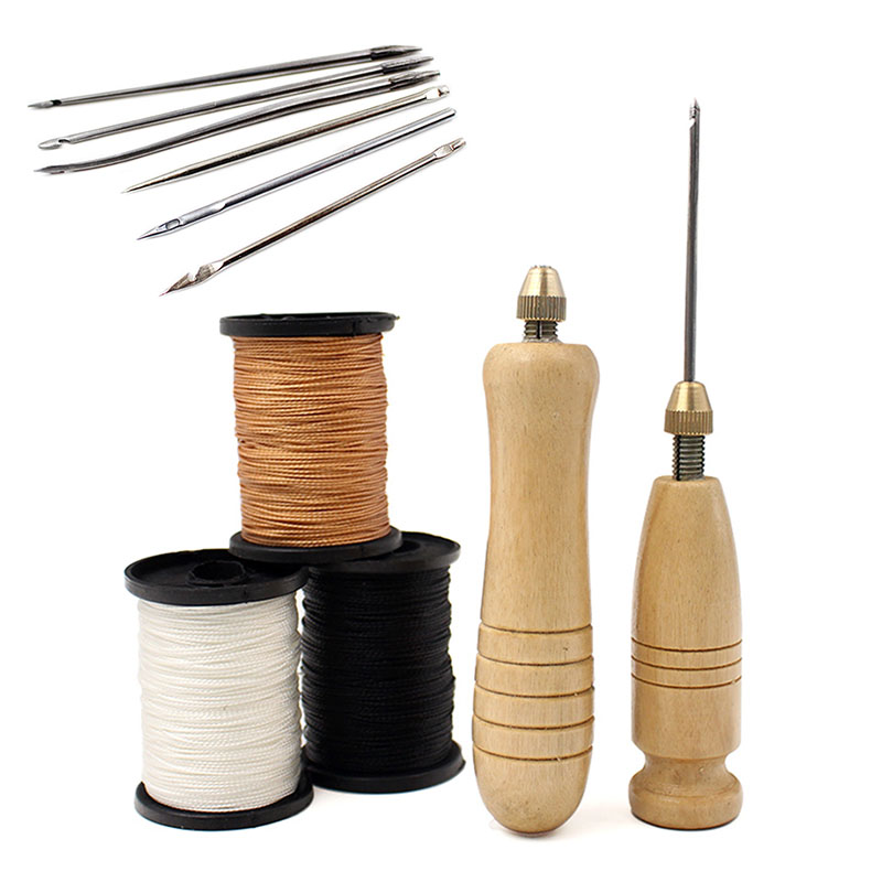 Leatherwork Needles - 1Set DIY Leder Naai-naald met houten