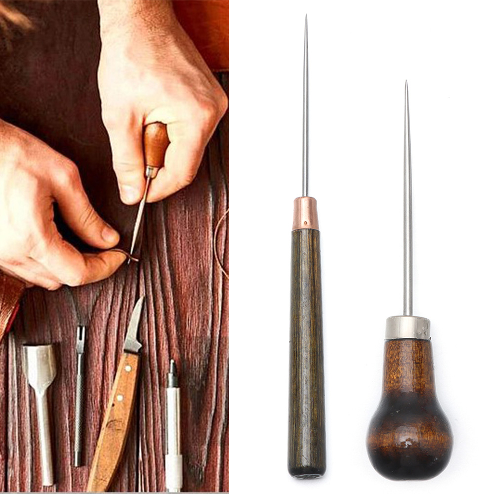 Leatherwork Needles - 1Pc Stiksels Priem Houten Handvat Legering