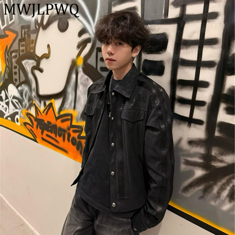 Leather Work Jacket Mens - MWJLPWQ Retro Zwart Suède Gesplitst Werkjack