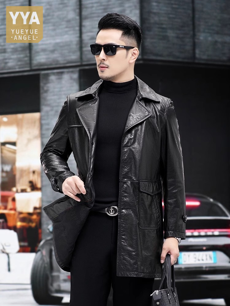 Leather Work Jacket Mens - Luxe heren zakelijk werk slim fit