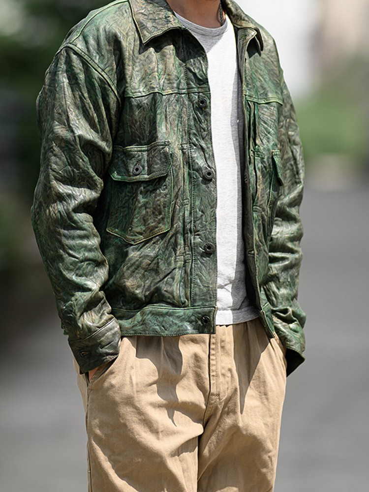 Vintage gerimpelde echte schap - Leather Work Jacket Mens recensie en prijs