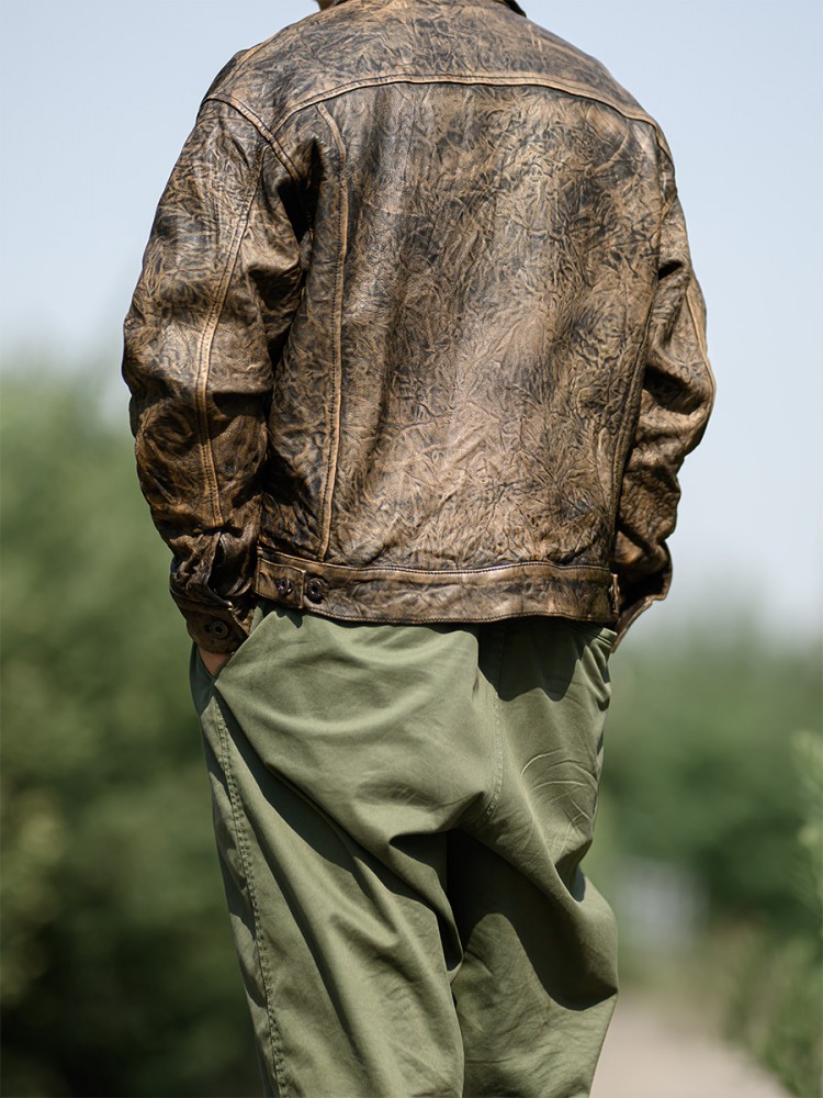 Vintage gerimpelde echte schap - Leather Work Jacket Mens recensie en prijs