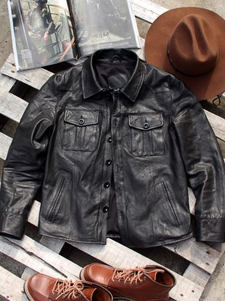 Punk heren lederen jas vintage - Leather Work Jacket Mens recensie en prijs