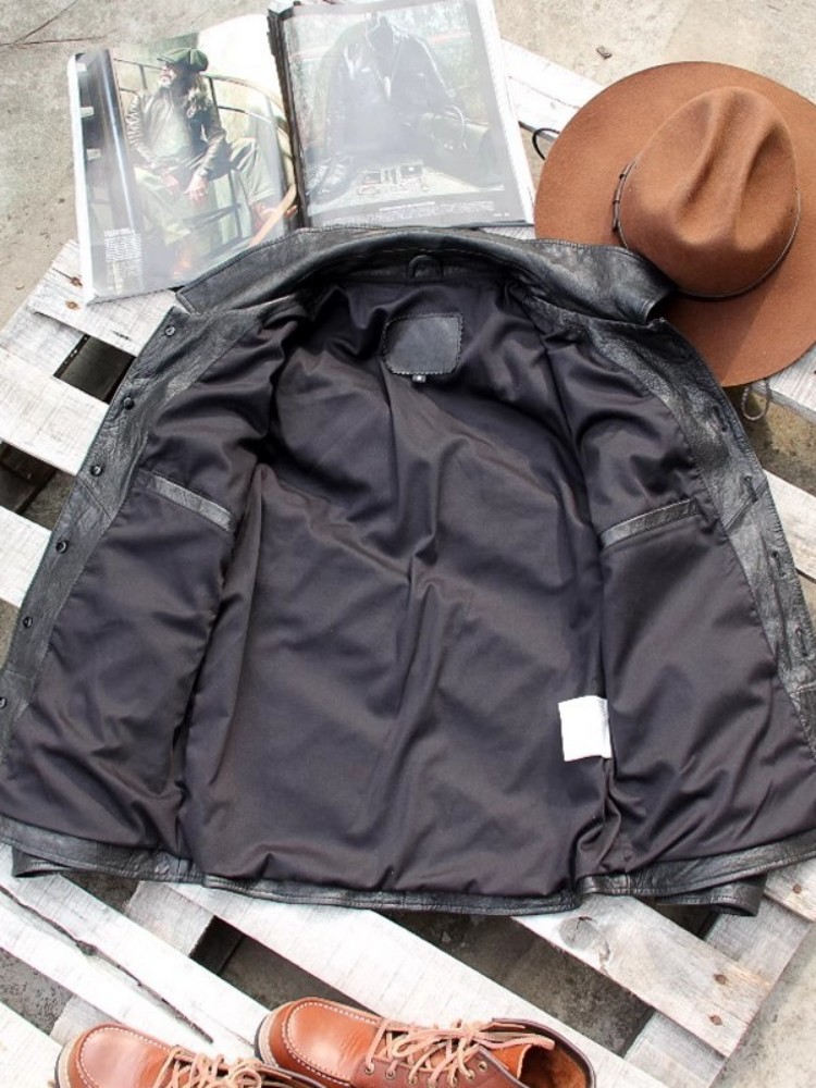 Punk heren lederen jas vintage - Leather Work Jacket Mens recensie en prijs
